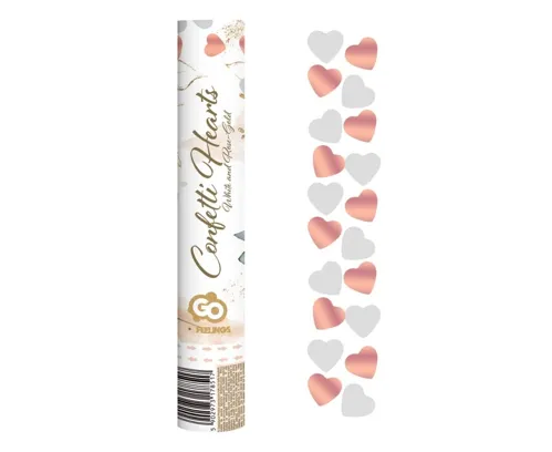 Vystřelovací konfety 30cm - Hearts, mix bílé/růžové zlato