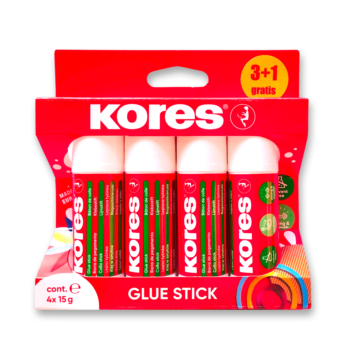 Levně Lepicí tyčinka Kores 15 g, balení 4ks
