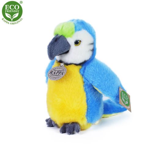 Plyšový papoušek modrý, 19 cm