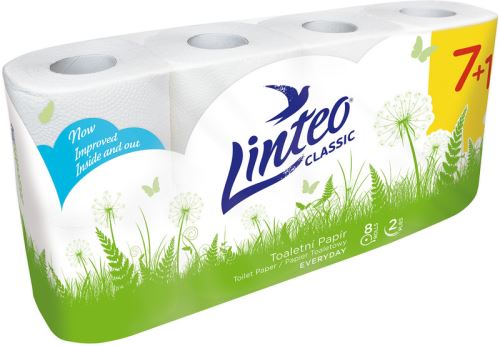 Toaletní papír Linteo Classic, 7+1 rolí, bílý, 2-vrstvý