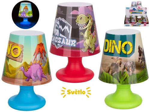 Lampička s motivy dinosaurů 11 cm se světlem na baterie - mix barev