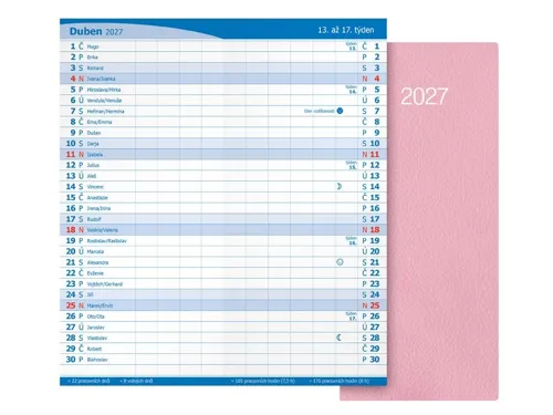 Měsíční diář 2027 MFP Paper M101 PVC pastelově růžový