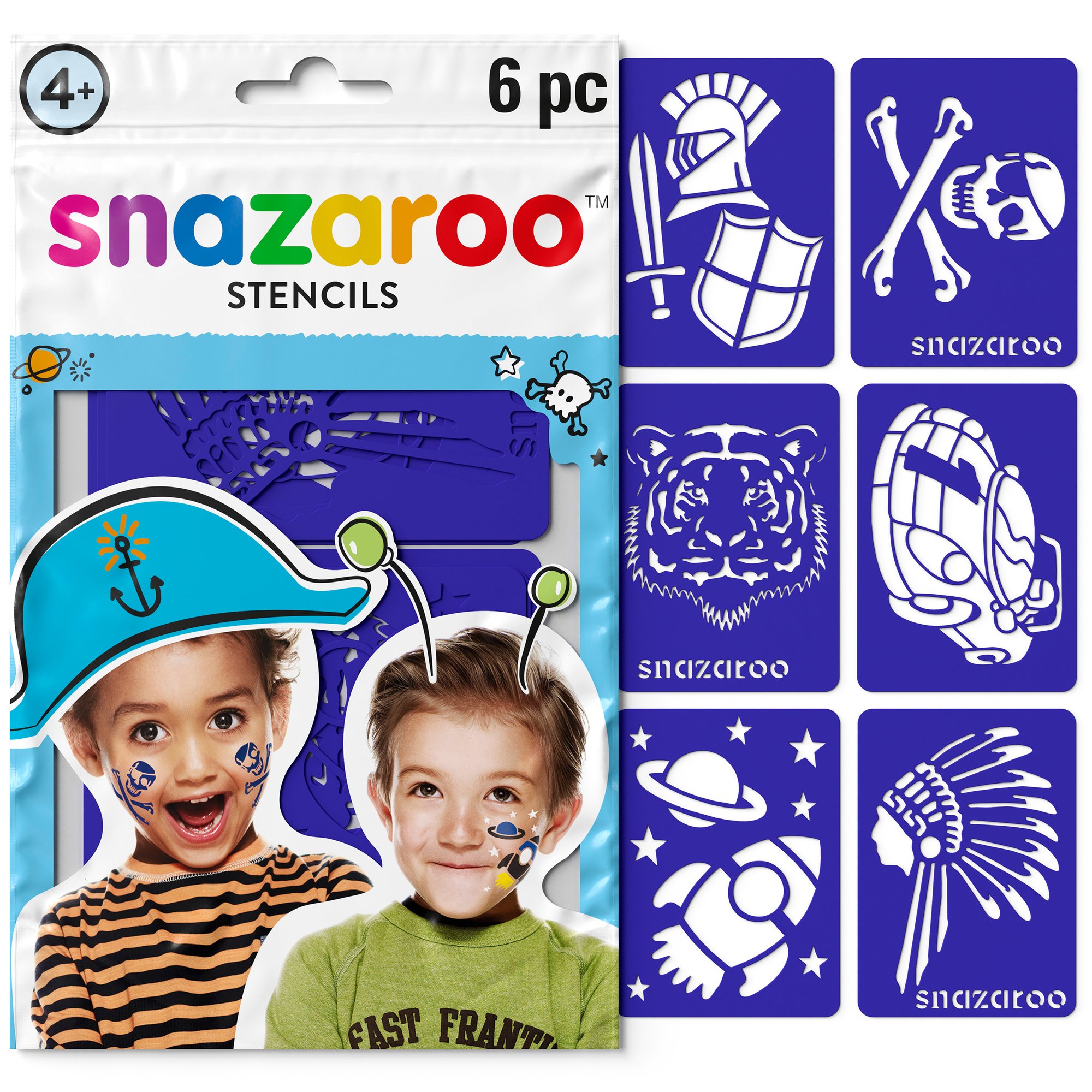 Levně Šablony na obličejové barvy Snazaroo 6ks - modré