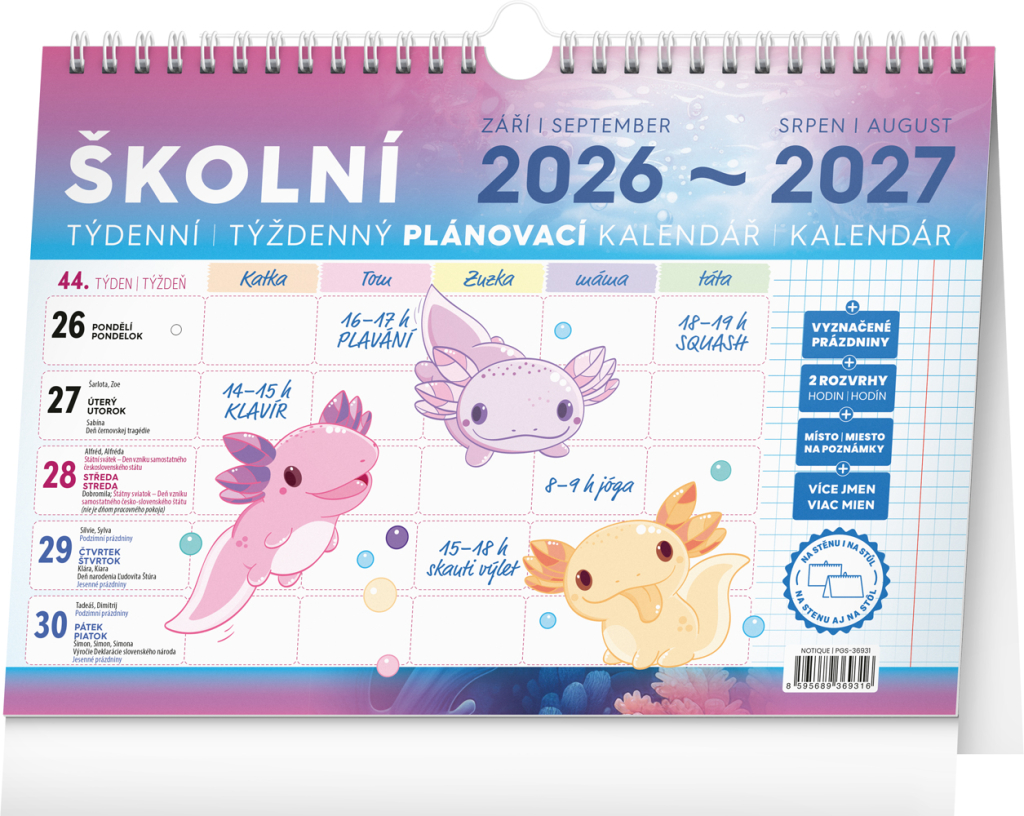Levně Školní plánovací kalendář 2027 Notique s háčkem, 30 x 21 cm