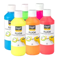Sada temperových barev Creall Fluor, 6 x 250 ml, mix barev (1)