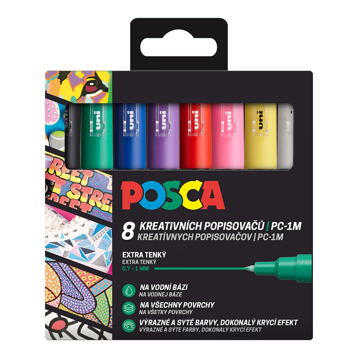 Levně Sada dekoračních popisovačů Posca PC-1M, 0,7 mm, 8 základních barev