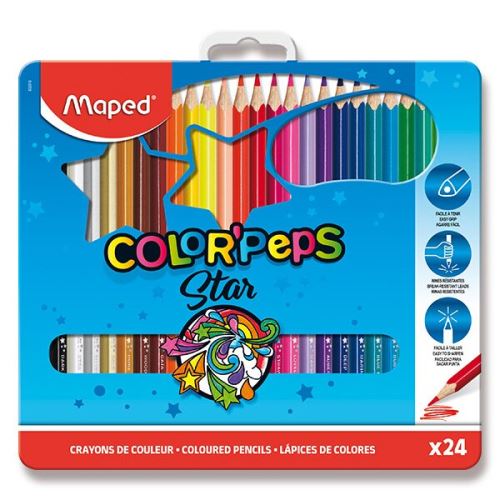 Pastelky Maped Color´Peps Metal Box - 24 barev