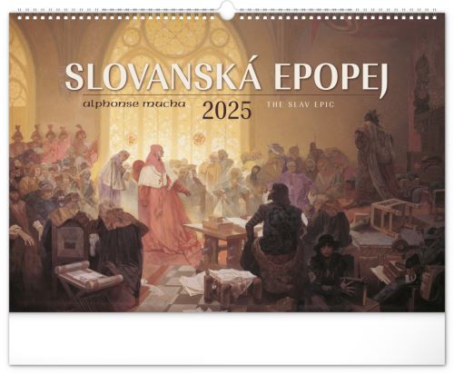 Nástěnný kalendář 2025 Presco Group - Slovanská epopej – Alfons Mucha, 48 × 33 cm