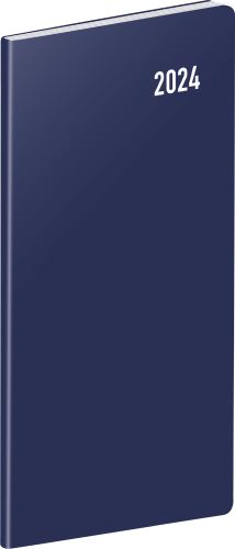 Měsíční diář plánovací Presco Group 2024 - Modrý, 8 × 18 cm