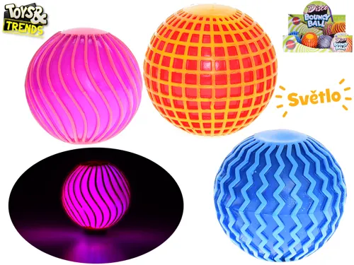 Míček Toys&Trends disco koule 6 cm se světlem na baterie - mix motivů a barev
