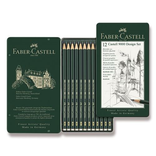 Umělecké grafitové tužky Faber-Castell Castell 9000 - Design Set, sada 12ks