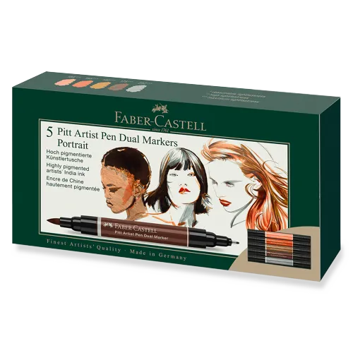 Popisovač Faber-Castell Pitt Artist Pen Dual Marker Portrait sada 5 ks