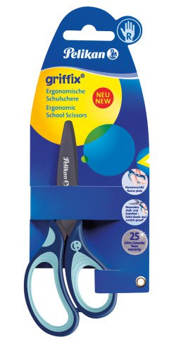 Levně Nůžky kulaté pro praváky Pelikan Griffix 14 cm - modré
