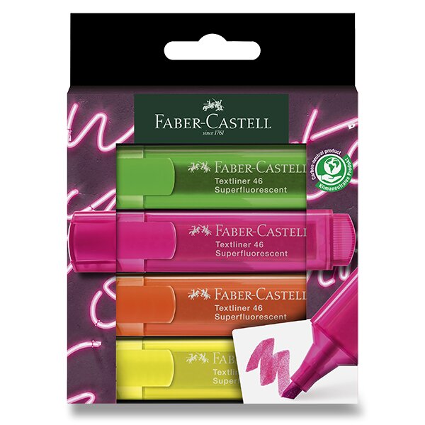 Levně Zvýrazňovač Faber-Castell Textliner - sada Neon, 4 barvy