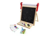 Oboustranná magnetická tabule dřevěná 33 × 33 cm s rolí papíru (6)
