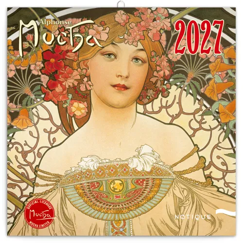 Nástěnný kalendář poznámkový 2027 Notique Alfons Mucha, 30 x 30 cm