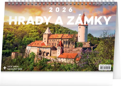 Stolní kalendář 2026 NOTIQUE - Hrady a zámky, 23,1 x 14,5 cm