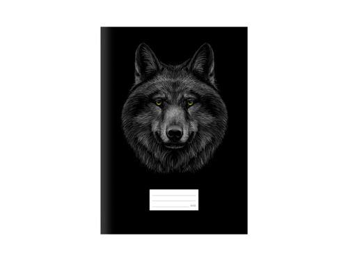 Školní sešit MFP A4 440, plast.desky, černý s vlkem (40 listů, čistý)