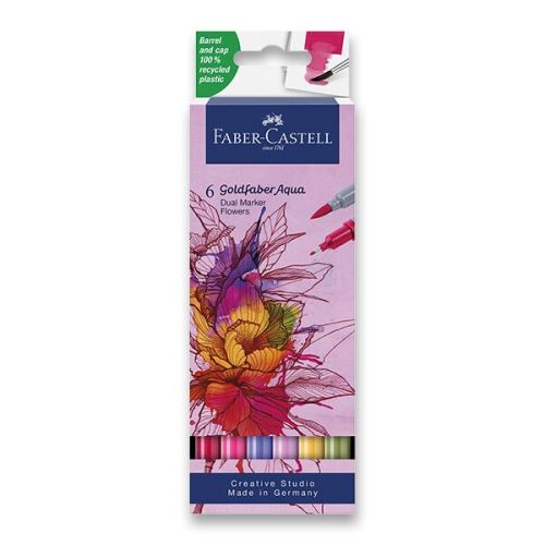 Popisovače Faber-Castell Goldfaber Aqua Dual Marker Flowers - sada 6 barev