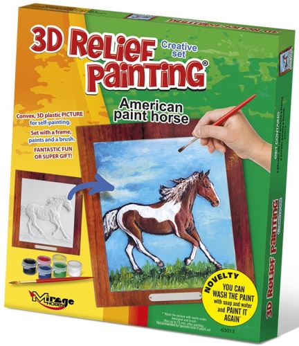 3D reliéfní obrázek 19x21cm - Kůň - Americký paint