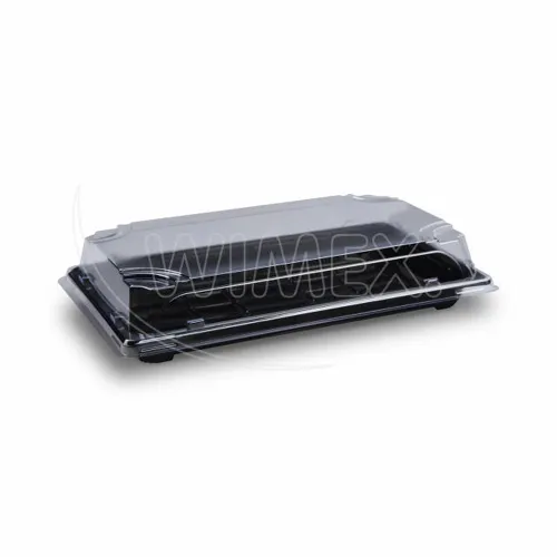 Miska na Sushi + víčko (PP/rPET) černá + průhledné 240 x 147 x 45 mm, 50 sad
