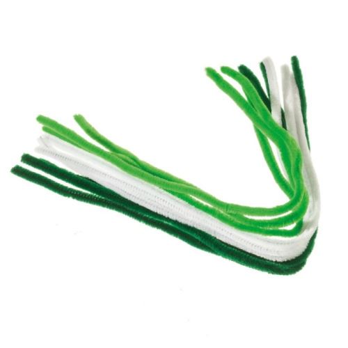 Chlupaté modelovací dráty 9ks mix - tmavě zelené, světle zelené a bílé