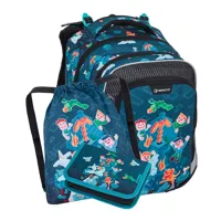 Školní batohový set 3-dílný Bagmaster Lumi 24 E Kostičkový svět + gumovací pero Pilot Frixion