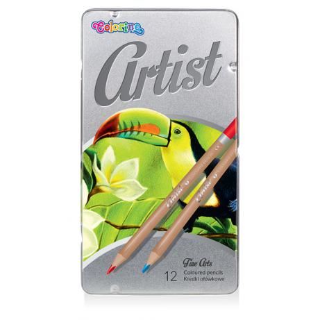 Pastelky kulaté Colorino Artist, kovový box - 12 barev