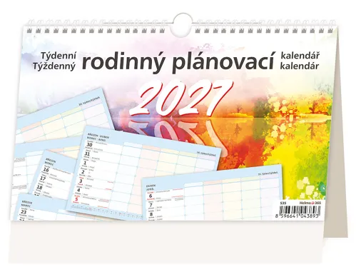 Stolní kalendář 2027 Helma Týdenní rodinný plánovací