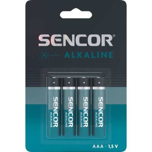Alkalické mikrotužkové baterie AAA Sencor SBA LR03 4BP Alk, 4ks