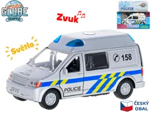 Auto Kids Globe Traffic policie CZ kovové 13 cm na zpětné natažení se světlem a zvukem na baterie