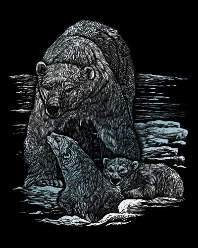 ROYAL and LANGNICKEL vyškrabovací obrázek 20x25 cm, stříbrný - Lední medvědi