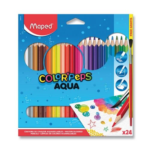 Pastelky Maped Color Peps Aqua - 24 barev + štětec