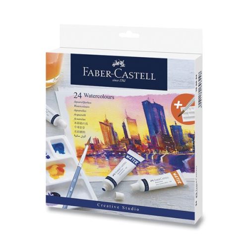 Akvarelové barvy Faber-Castell 9ml, 24 barev, papírová krabička