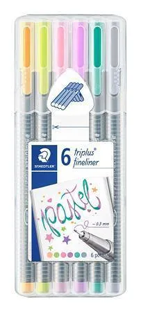 Liner STAEDTLER Triplus 334, 0,3mm Pastel - sada 6 pastelových barev