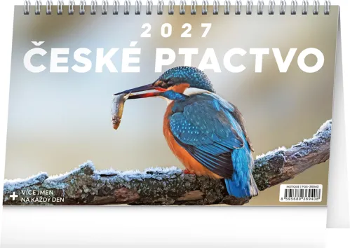 Stolní kalendář 2027 Notique České ptactvo, 23,1 x 14,5 cm