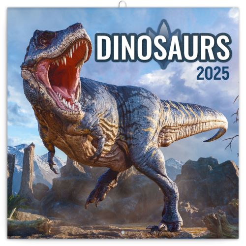 Nástěnný poznámkový kalendář Presco Group 2025 - Dinosauři, 30 × 30 cm