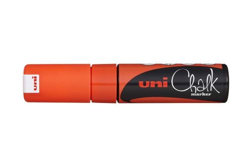 Křídový popisovač UNI - PWE-8K Chalk Marker, 8 mm, fluo-oranžový