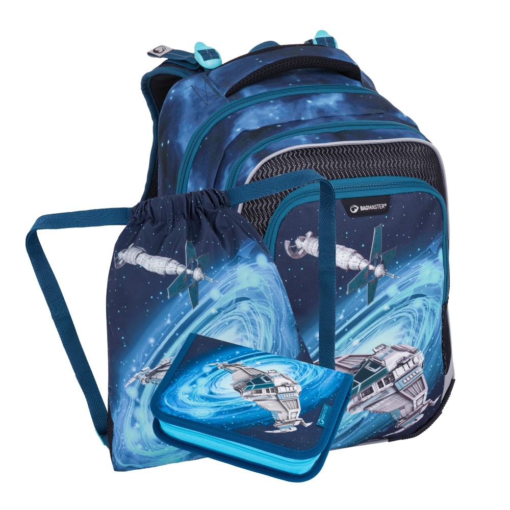 Levně Bagmaster - Malý set pro prvňáčky LUMI 24 D VESMÍRNÁ LOĎ (batoh,penál,sáček na cvičky) + gumovací pero Pilot Frixion
