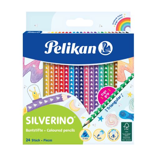 Pastelky trojhranné Pelikan Silverino - 24 barev