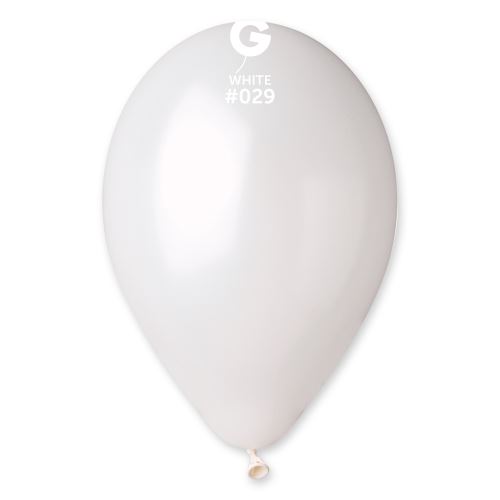 Balónek nafukovací průměr 26cm - metalická bílá