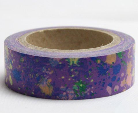 Dekorační lepicí páska - WASHI pásky-1ks rozcákané barvy ve fialové