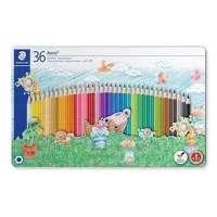Barevné pastelky STAEDTLER Noris Club, 36 barev, sada, kovový box, šestihranné (1)