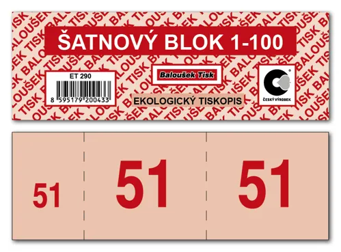 Šatnové bloky  1-100 čísel