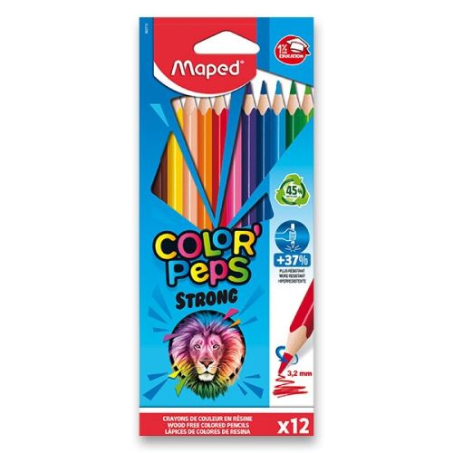 Pastelky trojhranné Maped Color'Peps Strong - 12 barev