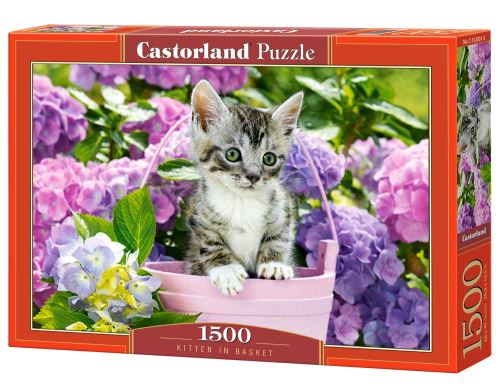 Puzzle Castorland 1500 dílků - Kotě v košíku
