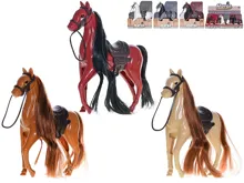 Figurka kůň 12 cm stojící se sedlem - mix barev