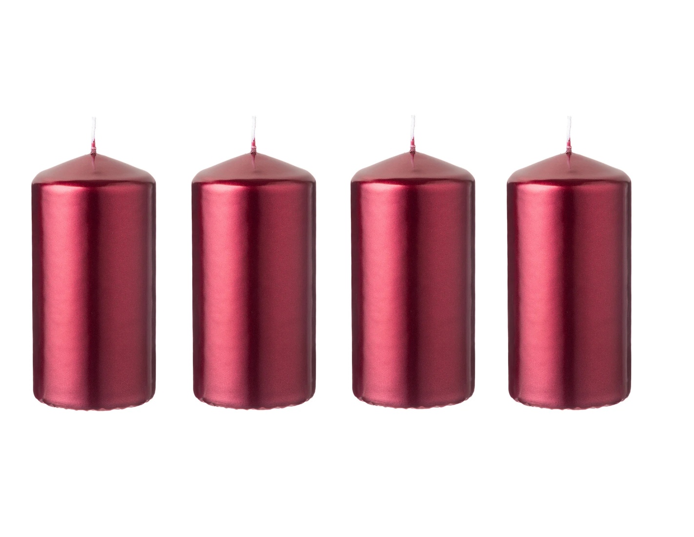 Levně Adventní svíčky Bartek metalické válec 40x70, 4ks - bordo