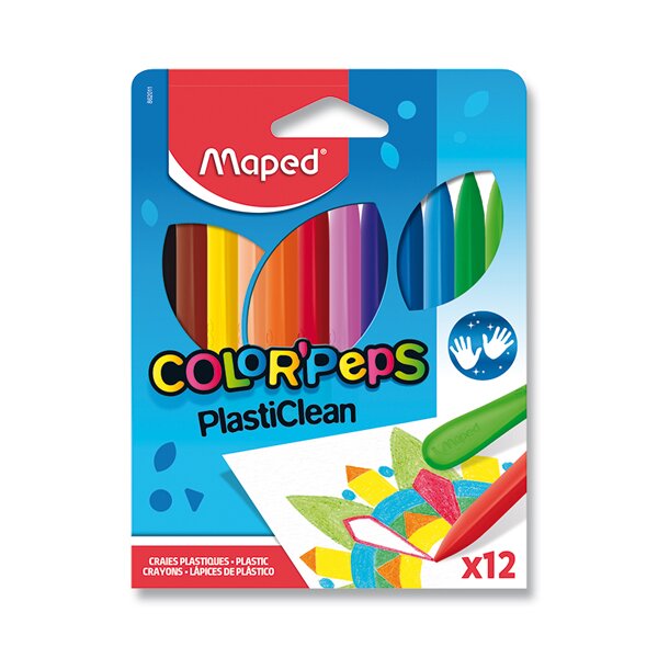 Levně Plastové pastely Maped ColorPeps Plasticlean - 12 barev