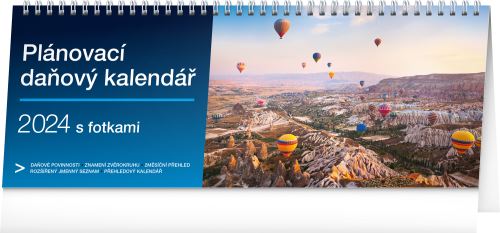 Stolní kalendář Presco Group 2024 - Plánovací daňový s fotkami, 33 × 12,5 cm